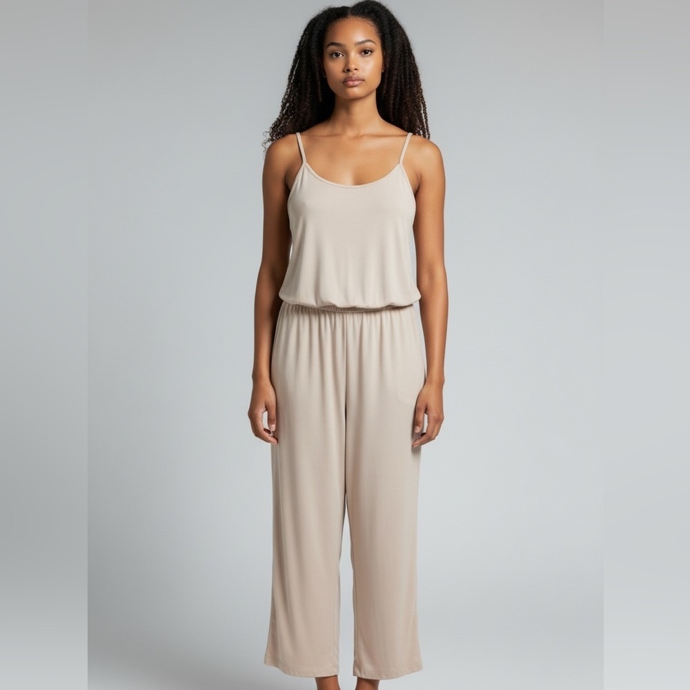 SALE!!! Gilli Beige Jumpsuit with Spaghetti Straps and Wide-Leg